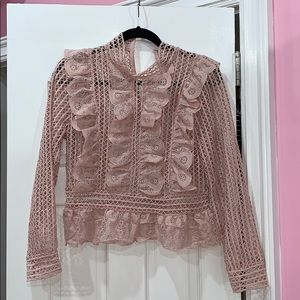 Lace ruffled pink top by N by Nancy